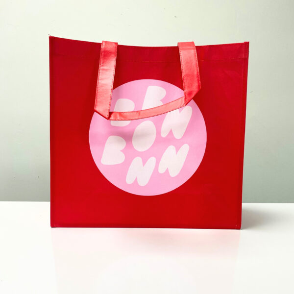 PP Non-Woven Red Shopping Bag with Brand Logo - K006