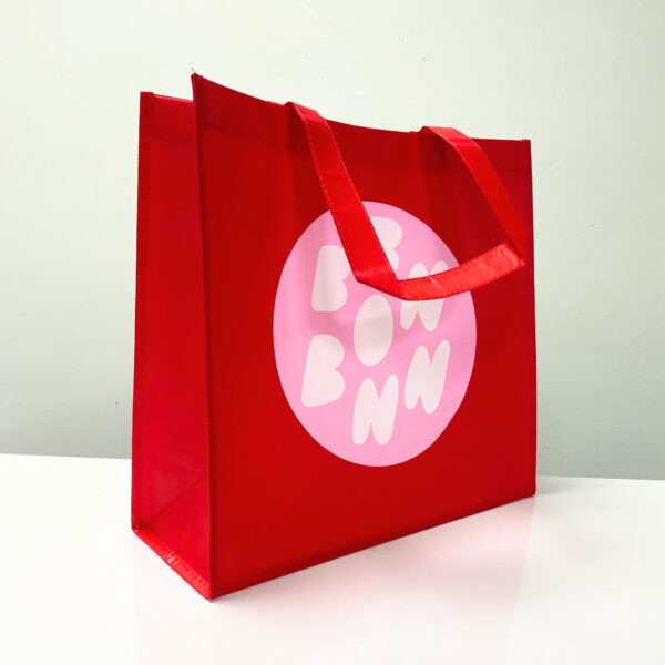 PP Non-Woven Red Shopping Bag with Brand Logo - K006