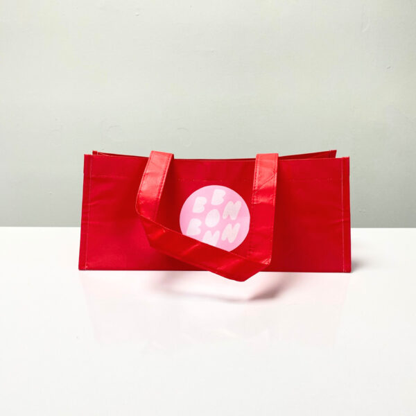 PP Non-Woven Red, Small size and Regtangular shape Shopping Bag with Brand Logo – K019