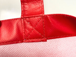 PP Non-Woven Red, Small size and Regtangular shape Shopping Bag with Brand Logo – K019