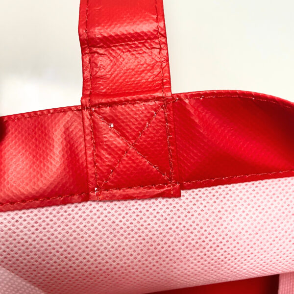 PP Non-Woven Red, Small size and Regtangular shape Shopping Bag with Brand Logo – K019