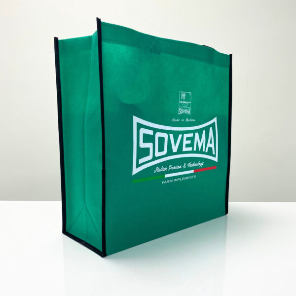 PP Non-Woven Solid Green Reusable Shopping Bag with Promotional Print - K005