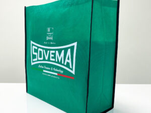 PP Non-Woven Solid Green Reusable Shopping Bag with Promotional Print - K005