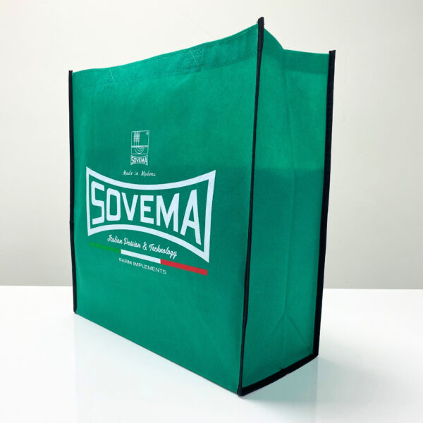 PP Non-Woven Solid Green Reusable Shopping Bag with Promotional Print - K005