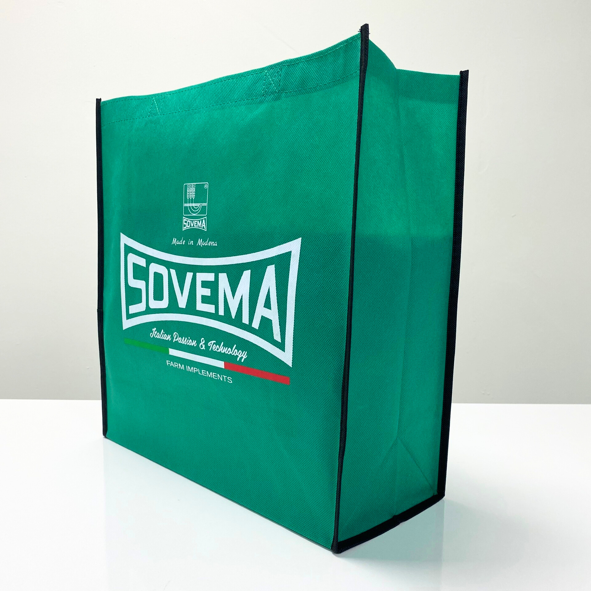 PP Non-Woven Solid Green Reusable Shopping Bag with Promotional Print - K005