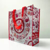 PP Woven Reusable Red & White Pattern Shopping & Grocery Bag - K004