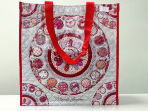 PP Woven Reusable Red & White Pattern Shopping & Grocery Bag - K004