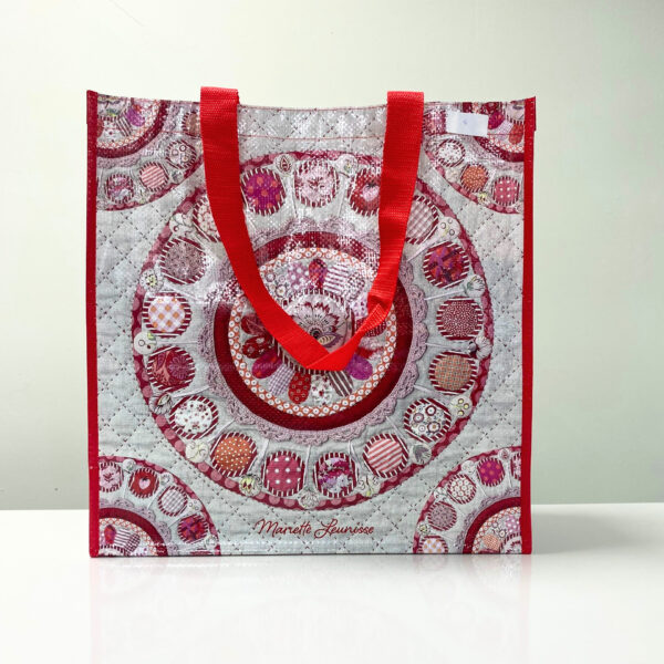 PP Woven Reusable Red & White Pattern Shopping & Grocery Bag - K004