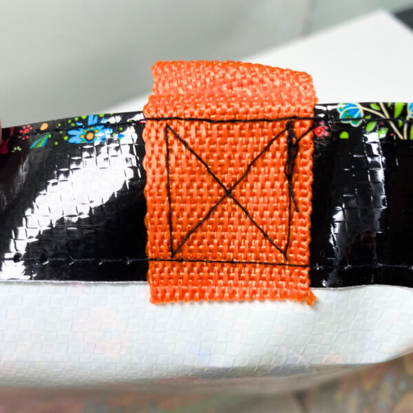 PP Woven reusable black shopping bag with colorful flower pattern - K002