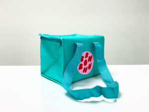 REUSABLE GREEN COOLER BAG – SMALL SIZE, SQUARE SHAPE, WITH ZIPPER – K020