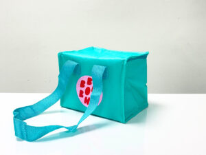 REUSABLE GREEN COOLER BAG – SMALL SIZE, SQUARE SHAPE, WITH ZIPPER – K020