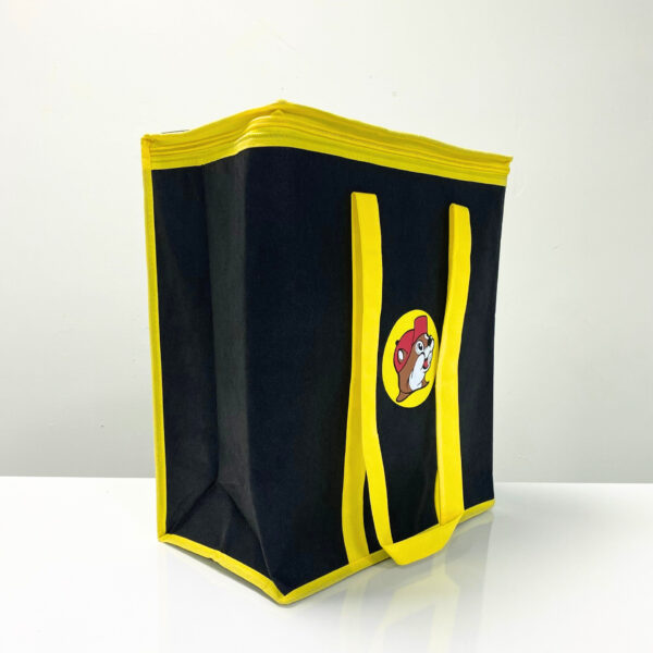 REUSEABLE BLACK WOVEN COOLER BAG WITH ZIPPER – K010