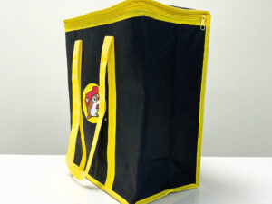 REUSEABLE BLACK WOVEN COOLER BAG WITH ZIPPER – K010