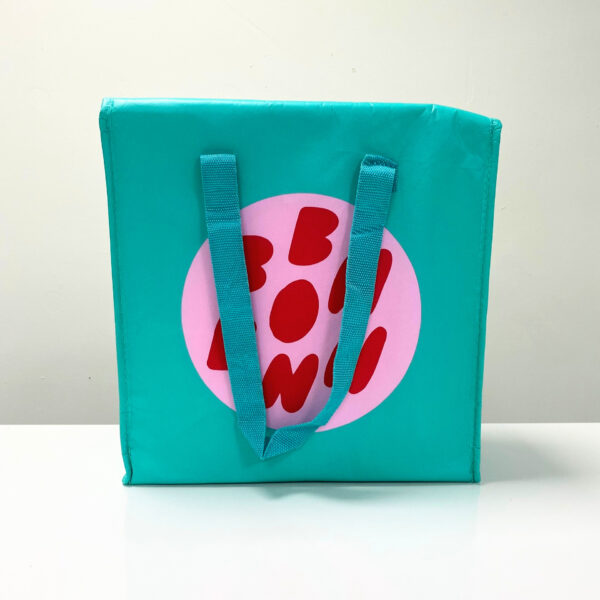 REUSEABLE GREEN WOVEN COOLER BAG WITH ZIPPER - K017