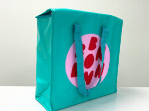 REUSEABLE GREEN WOVEN COOLER BAG WITH ZIPPER - K017
