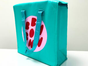 REUSEABLE GREEN WOVEN COOLER BAG WITH ZIPPER - K017