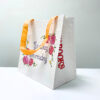 RPET reusable white shopping bag with flower design - K015
